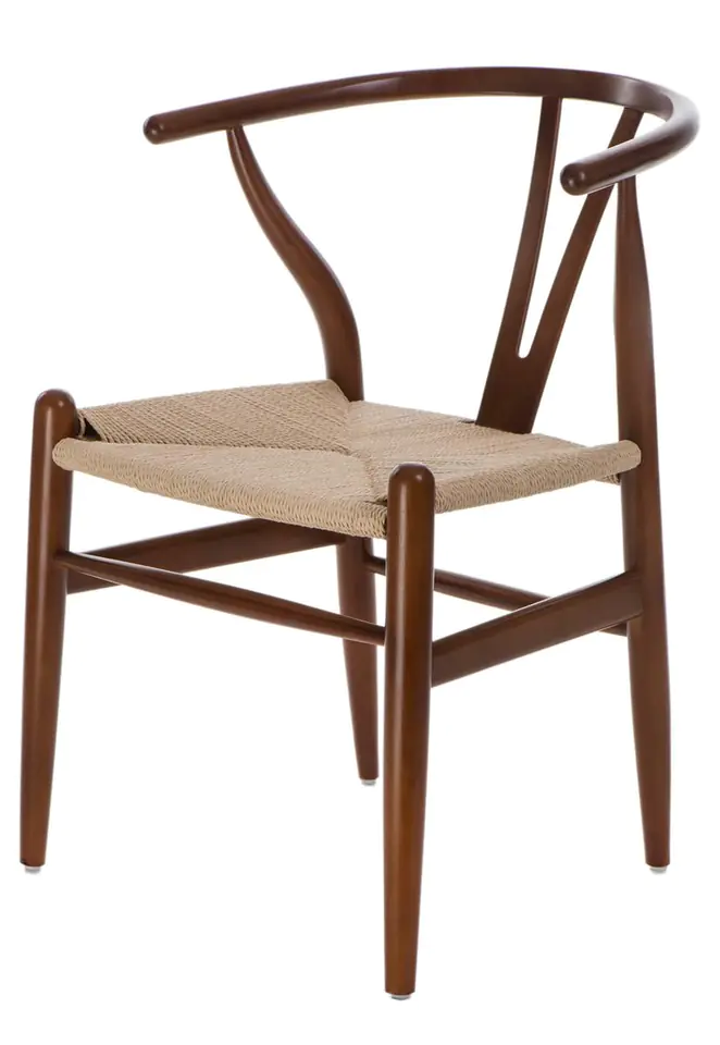 ⁨Wicker chair Natural brown and spired Wishbone (Coffee color)⁩ at Wasserman.eu