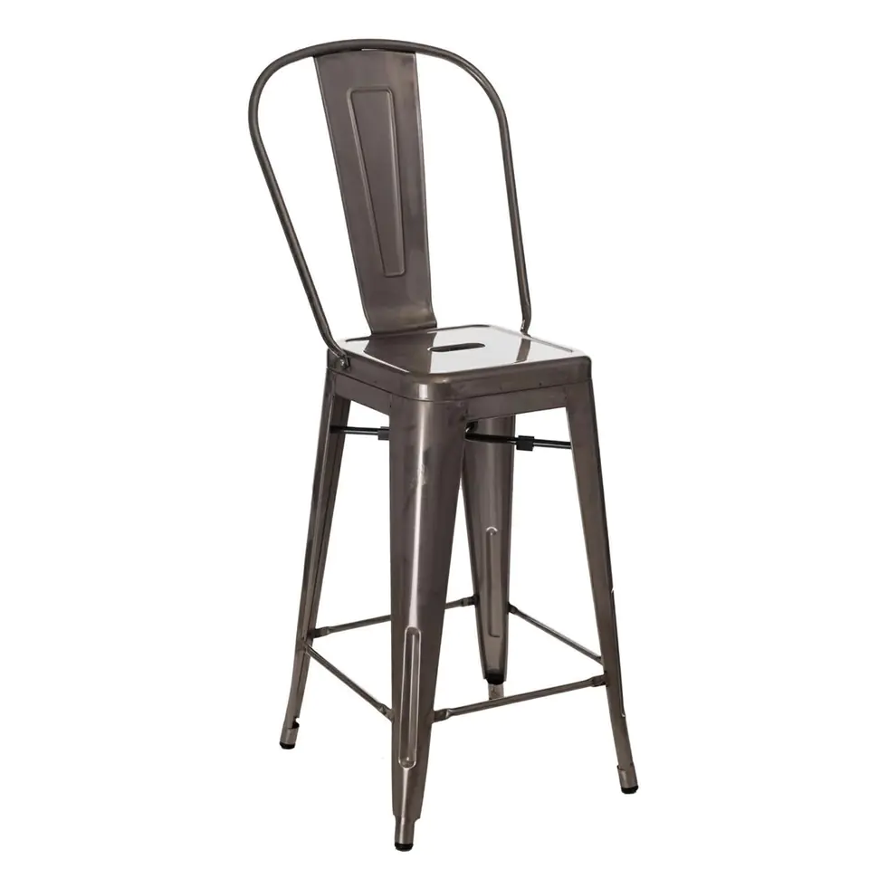 ⁨Paris Back bar stool metal inspired by Tolix (Color: metal)⁩ at Wasserman.eu