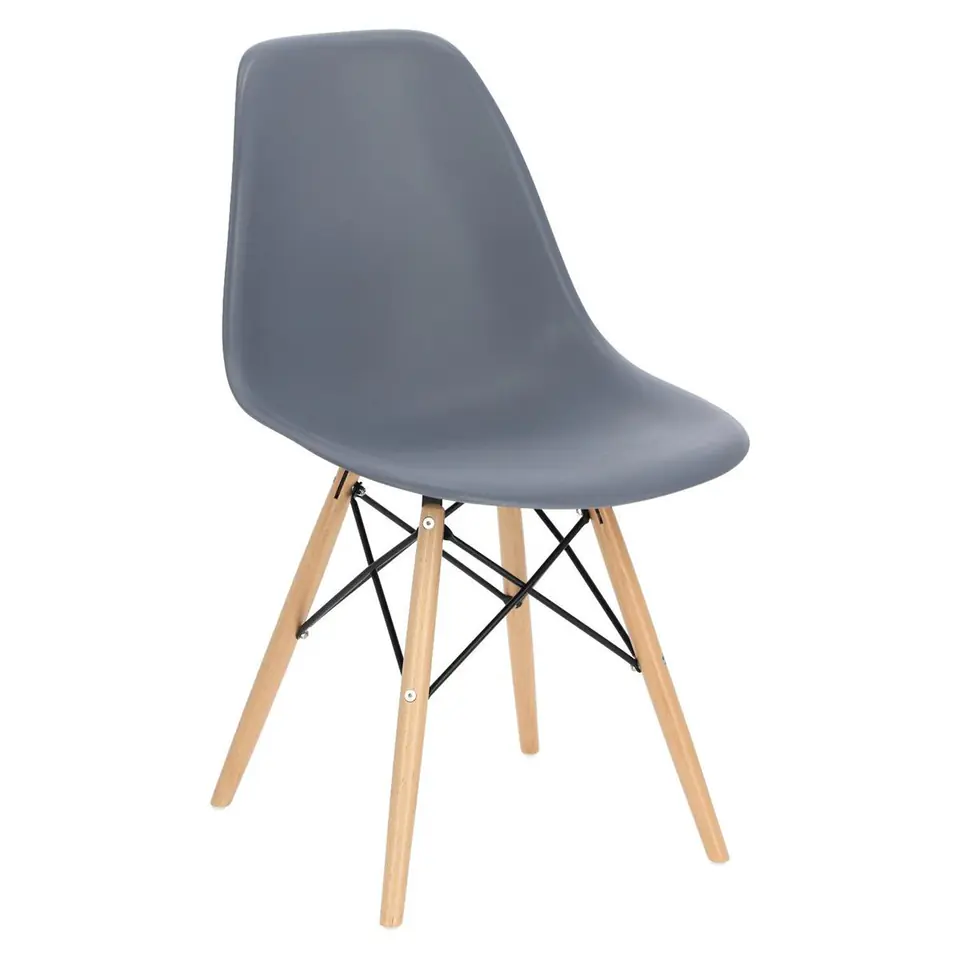 Chair P016W PP dark grey, wooden legs (Color: grey) at Wasserman.eu