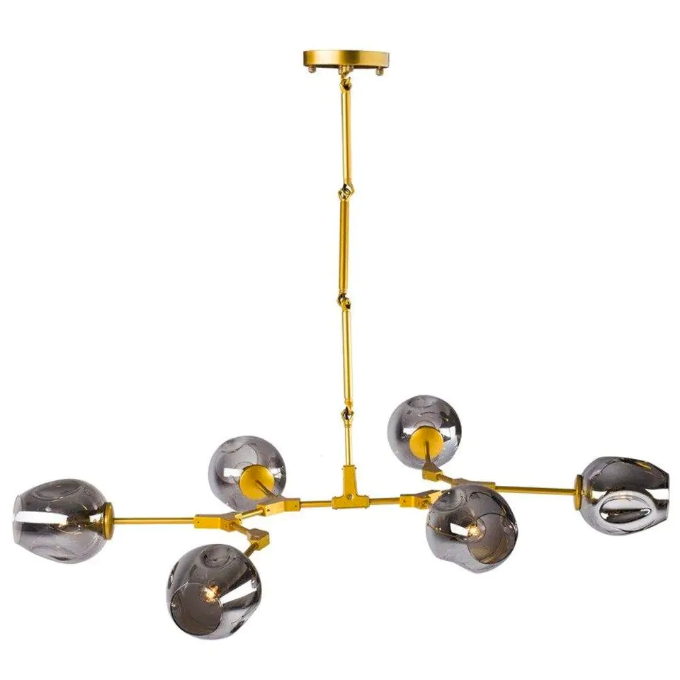 ⁨Lampa wisząca MODERN ORCHID-6 złoto szara 130 cm (Kolor Złoty)⁩ w sklepie Wasserman.eu