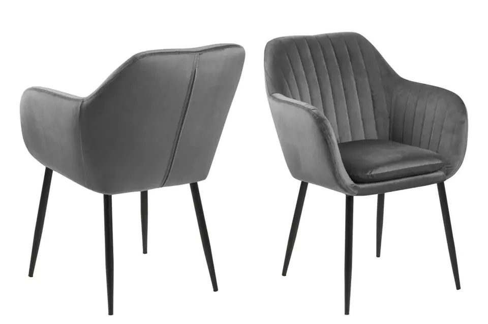 ⁨Emilia Velvet chair dark grey/black⁩ at Wasserman.eu