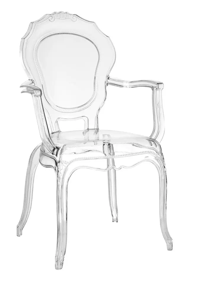 ⁨Transparent chair Queen Arm⁩ at Wasserman.eu