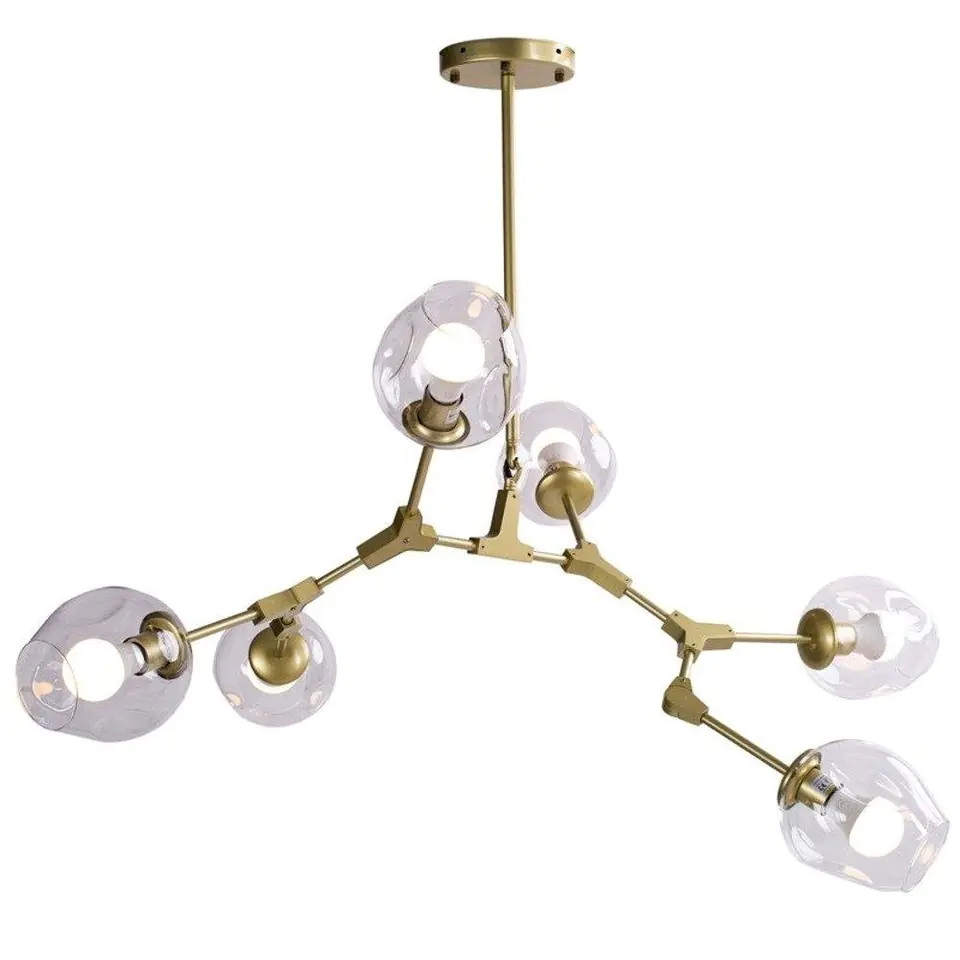 ⁨Lampa wisząca MODERN ORCHID-6 złoto transparentna 130 cm (Kolor złoty matowy)⁩ w sklepie Wasserman.eu