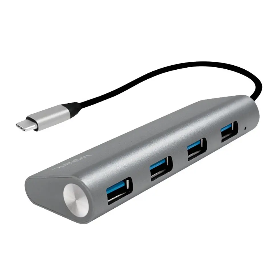 ⁨Hub 4-port USB-C 3.1 with aluminum casing⁩ at Wasserman.eu