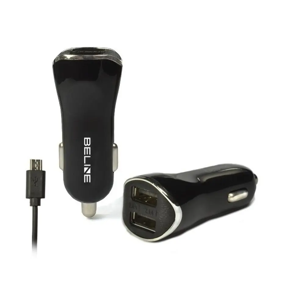 ⁨Ład. sam. Beline 2xUSB + microUSB 2,1A czarna/black⁩ w sklepie Wasserman.eu