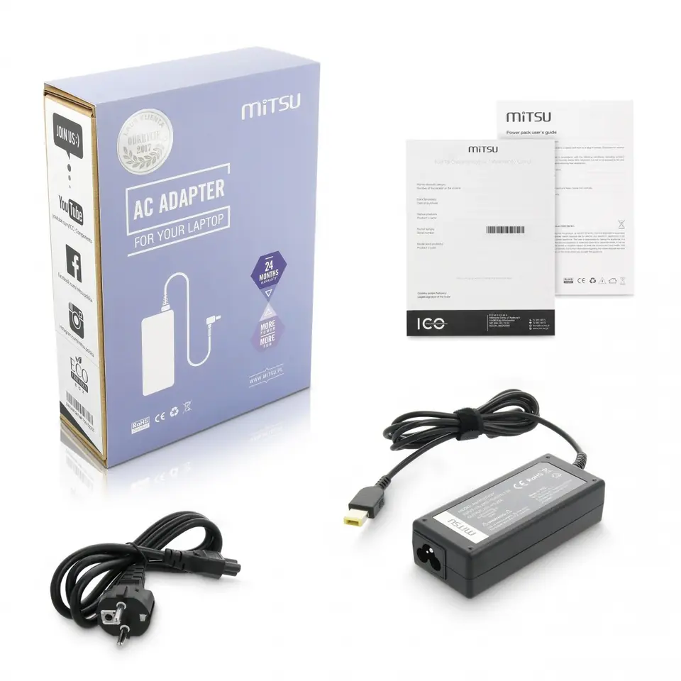 ⁨charger/power supply 20v 3.25a (rectangular 11.0x4.5 pin - Yoga) - lenovo⁩ at Wasserman.eu
