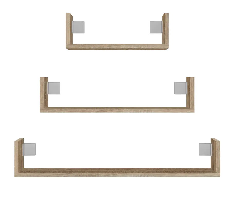 ⁨SET 3 x WALL HANGING SHELF MOBI 3P SONOMA OAK⁩ at Wasserman.eu