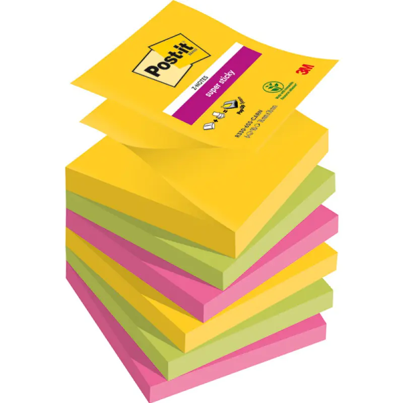 ⁨Bloczek samoprzylepny 76x76mm 90k mix kolorów (6szt) POST-IT Z-NOTES CARNIVAL Super Sticky 3M⁩ w sklepie Wasserman.eu