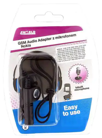⁨4World GSM Audio Adapter z mikrofonem Nokia 9PIN⁩ w sklepie Wasserman.eu