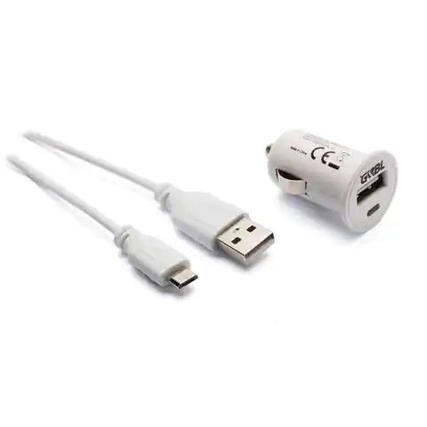 ⁨G&BL Car charger USB, micro USB, 1000 mA, 1m, blister, white⁩ at Wasserman.eu