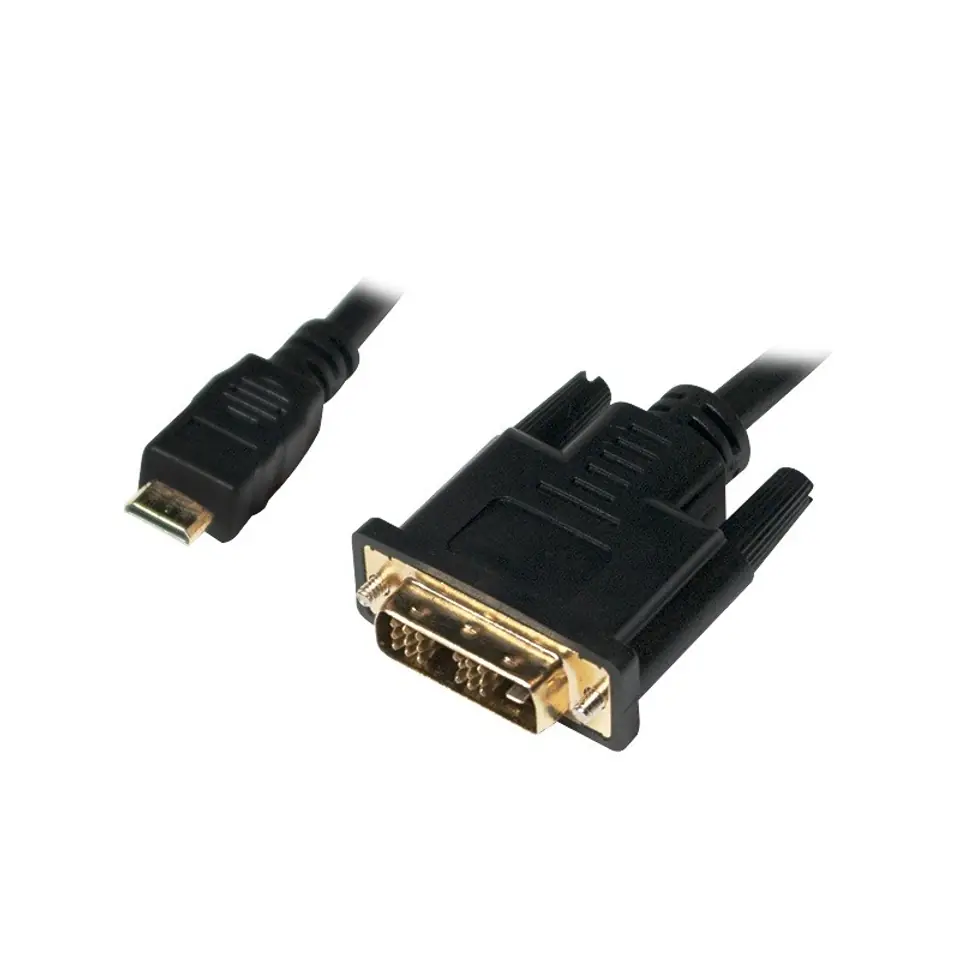 ⁨Kabel mini HDMI - DVI-D M/M 1m, czarny⁩ w sklepie Wasserman.eu