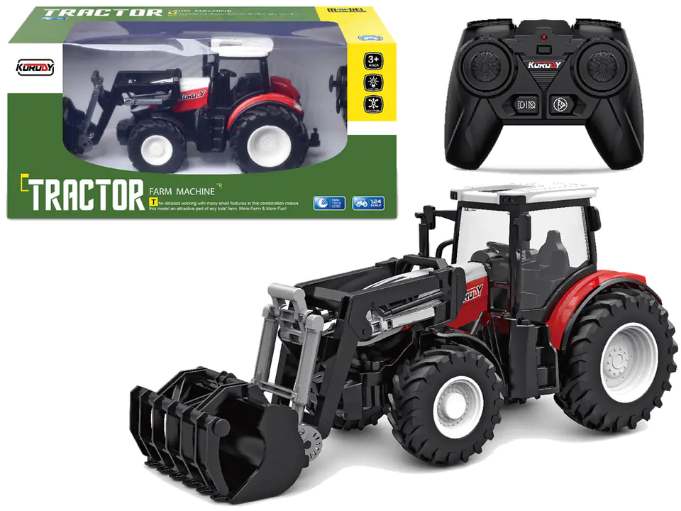 ⁨Traktor  Czerwony Zdalnie Sterowany 2,4 G Ruchoma Łyżka 1:24⁩ w sklepie Wasserman.eu