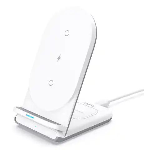 ⁨AUKEY LC-A2 White Wirel ess Charger 2in1 USB-C⁩ at Wasserman.eu