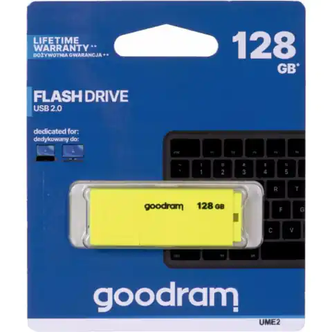 ⁨Pamięć USB GOODRAM 128GB UME2 żółty USB 2.0 UME2-1280Y0R11⁩ w sklepie Wasserman.eu