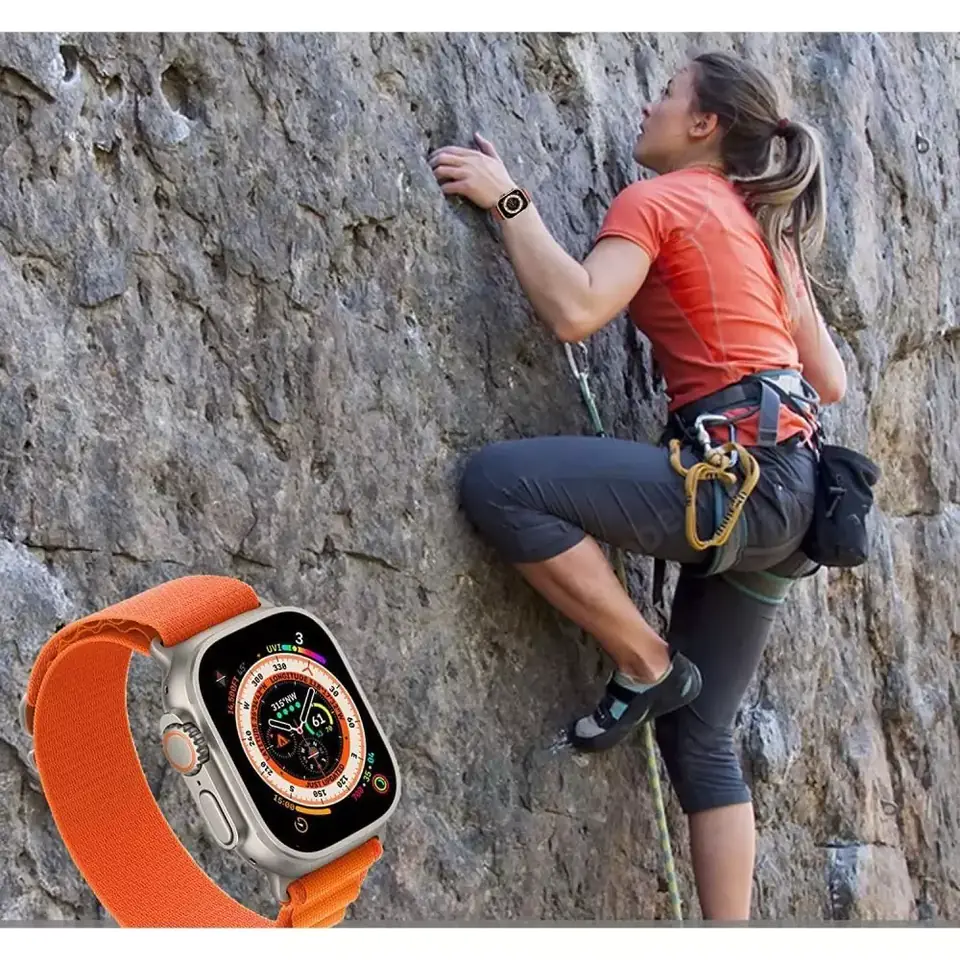 ⁨NYLON PRO APPLE WATCH 4 / 5 / 6 / 7 / 8 / SE / ULTRA (42 / 44 / 45 / 49 MM) BLACK / ORANGE⁩ w sklepie Wasserman.eu