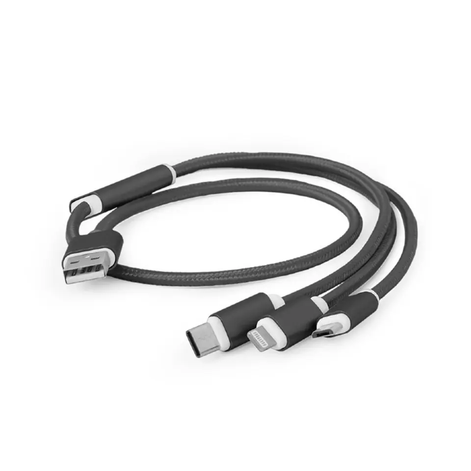 ⁨Kabel USB 3w1 do ładowania/1m/czarny⁩ w sklepie Wasserman.eu