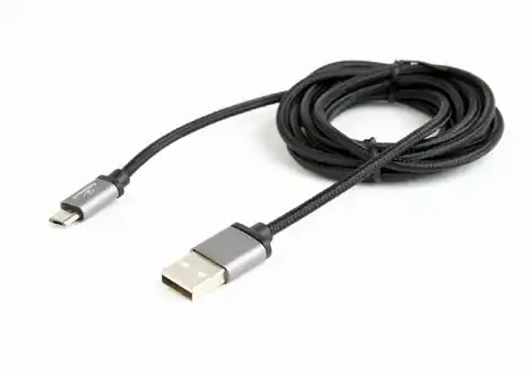 ⁨Cotton braided Micro USB cable/1.8m/black⁩ at Wasserman.eu