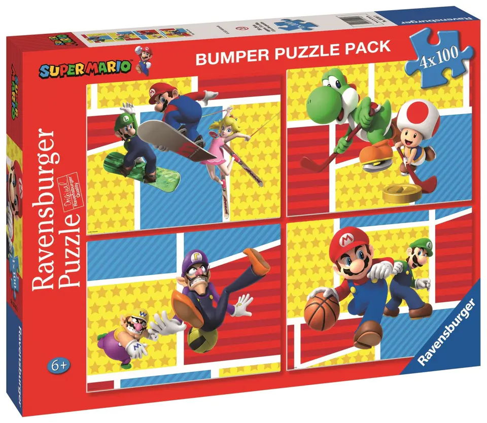 ⁨Puzzle 4x100 elementów Super Mario⁩ w sklepie Wasserman.eu
