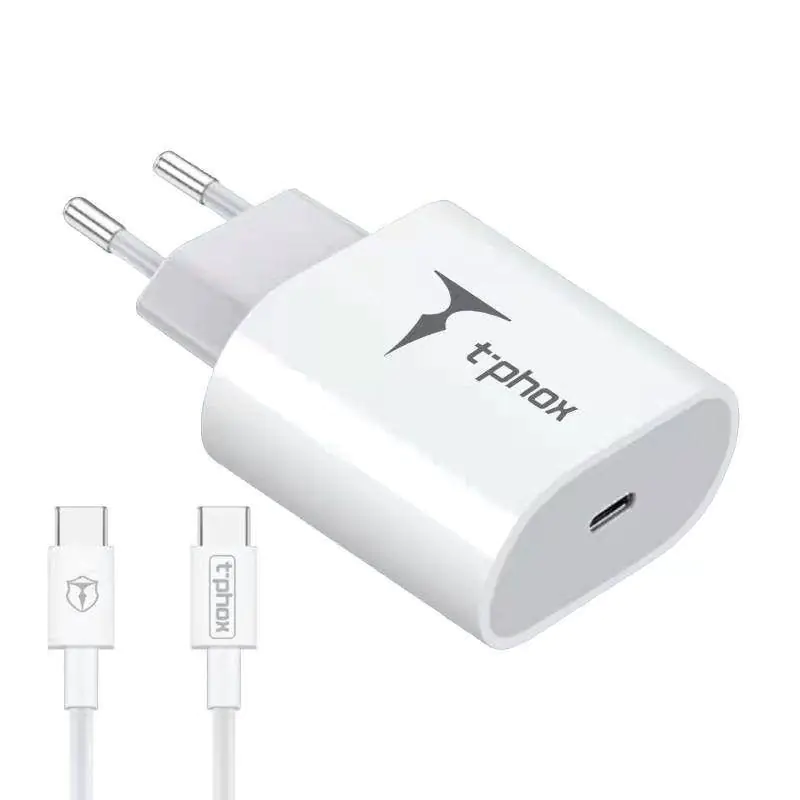 ⁨CHARGE NETWORK T-PHOX ISPEED 20W + USB-C/USB-C CABLE WHITE⁩ at Wasserman.eu