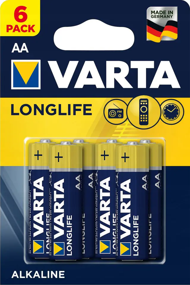 ⁨6X ALKALINE BATTERIES VARTA Longlife AA 1,5V LR06⁩ at Wasserman.eu