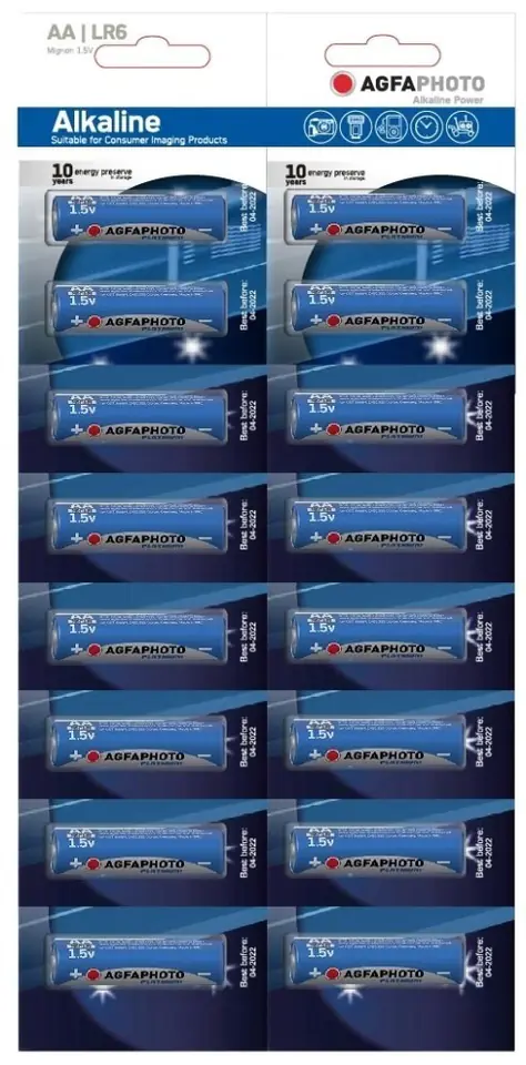 16X BATERIE ALKALICZNE AGFA PLATINIUM AA LR6 1,5V w sklepie Wasserman.eu