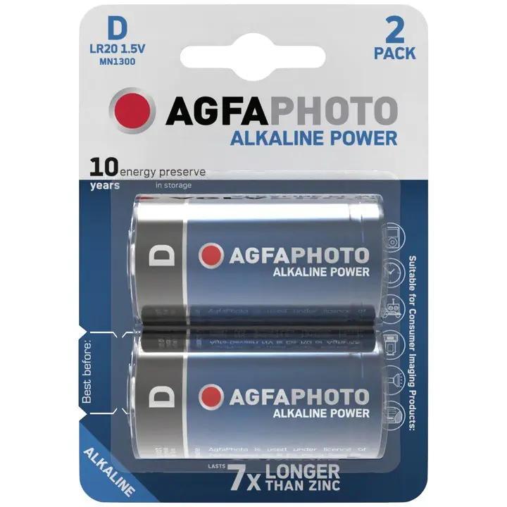 ⁨2x AGFAPHOTO D LR20 R20 1.5V ALKALINE BATTERY⁩ at Wasserman.eu