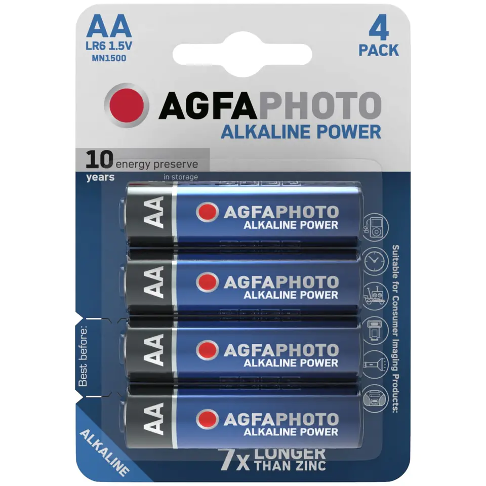 ⁨4x AGFAPHOTO AA LR06 LR6 1.5V ALKALINE BATTERY⁩ at Wasserman.eu