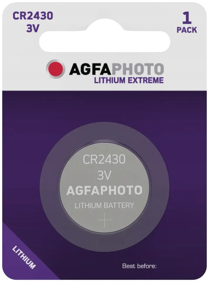 ⁨1x AGFAPHOTO CR2430 3V LITHIUM BUTTON BATTERY⁩ at Wasserman.eu