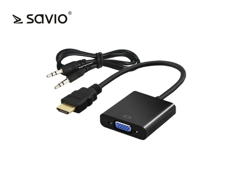 Adapter HDMI M - VGA 15 pin F + Audio Jack 3,5mm SAVIO CL-23/B at Wasserman.eu