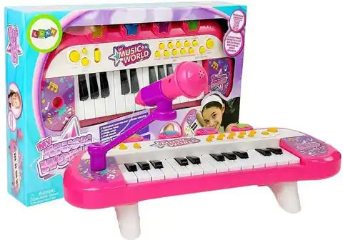 ⁨Keyboard Pianinko 24 Klawisze USB Mikrofon Różowy⁩ w sklepie Wasserman.eu