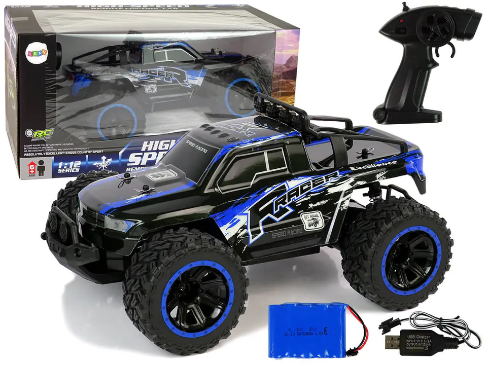 ⁨Auto Terenowe Off-Road R/C 2.4 G Amortyzatory 1:12 Niebieskie⁩ w sklepie Wasserman.eu