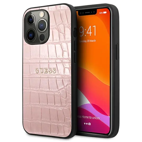 ⁨Guess GUHCP13LPCRBPI iPhone 13 Pro / 13 6,1" pink/pink Croco Strap Collection⁩ at Wasserman.eu