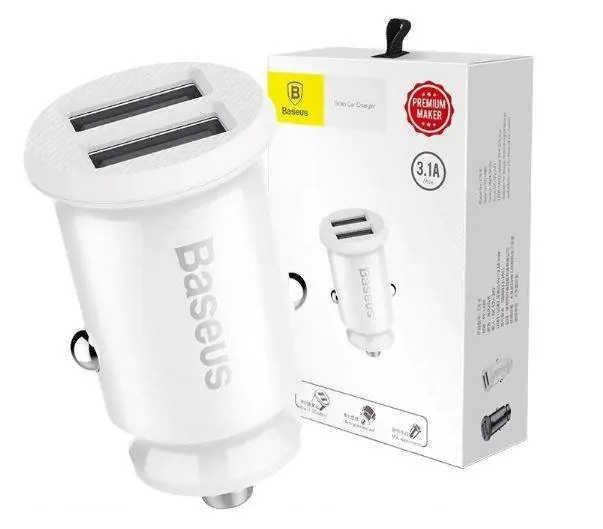 ⁨Baseus Grain 2x USB 5V 3.1A car charger (white)⁩ at Wasserman.eu