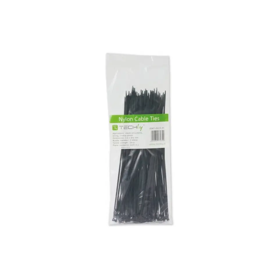 ⁨Nylon cable ties 200 x 2.5mm 100pcs black⁩ at Wasserman.eu