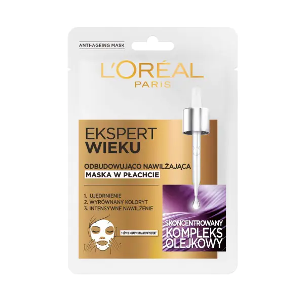 ⁨L'Oreal Paris Ekspert Wieku 60+ odbudowująca maska w płachcie 30g⁩ w sklepie Wasserman.eu