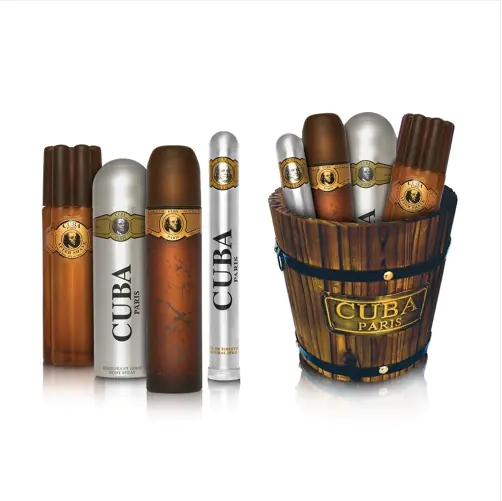 ⁨Cuba Original Cuba Gold zestaw woda toaletowa spray 100ml + woda toaletowa spray 35ml + dezodorant spray 200ml + woda po goleniu spray 100ml⁩ w sklepie Wasserman.eu