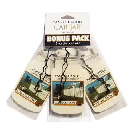 ⁨Yankee Candle Car Jar Bonus Pack zestaw zapachów samochodowych Clean Cotton 3 sztuki⁩ w sklepie Wasserman.eu