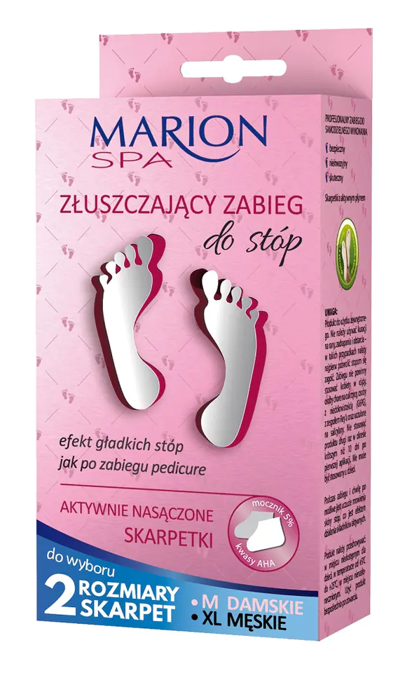 ⁨Marion SPA złuszczający zabieg do stóp aktywnie nasączone skarpetki 2x20ml⁩ w sklepie Wasserman.eu