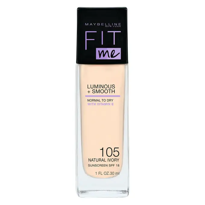 ⁨Maybelline Fit Me Luminous + Smooth Foundation Illuminating Foundation, 105 Natural Ivory 30ml⁩ at Wasserman.eu