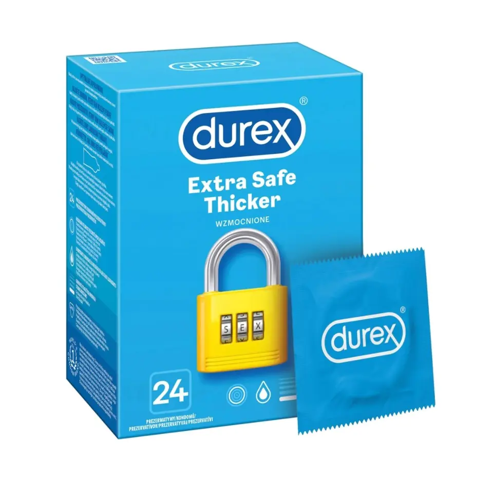 ⁨Durex Extra Safe Thicker prezerwatywy wzmocnione 24 szt⁩ w sklepie Wasserman.eu