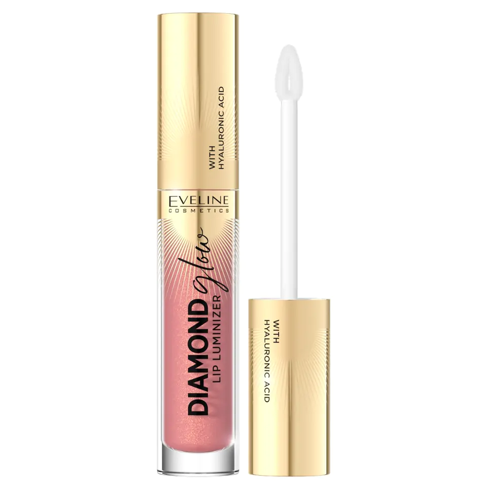 ⁨Eveline Diamond Glow Lip Luminizer Błyszczyk do ust z kwasem hialuronowym nr 04 4.5ml⁩ w sklepie Wasserman.eu