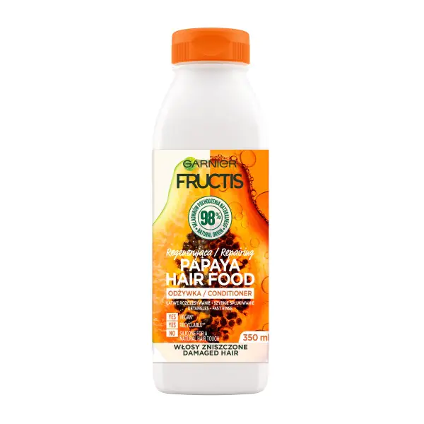 ⁨Fructis Hair Food Papaya Odżywka regenerująca do włosów zniszczonych 350ml⁩ w sklepie Wasserman.eu