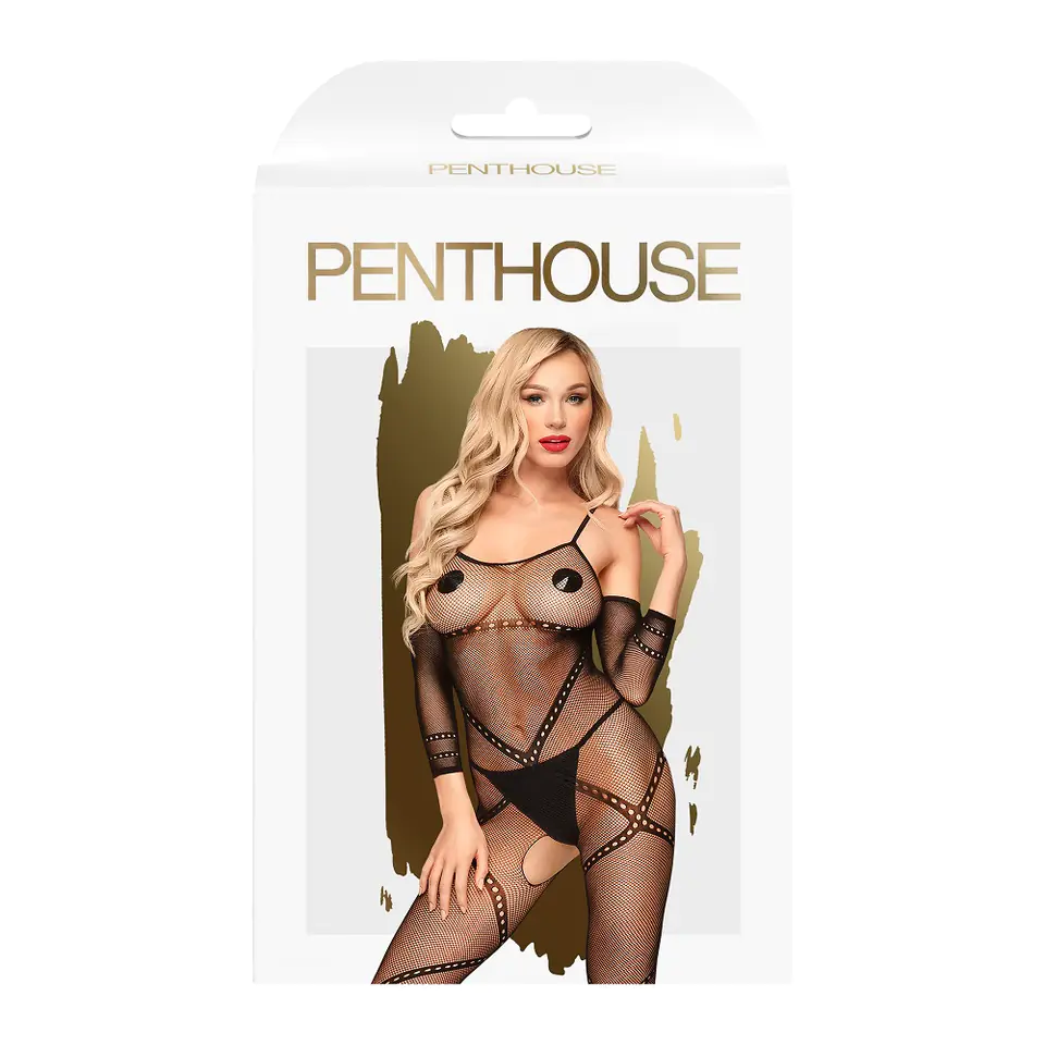 ⁨Penthouse Under Arrest bodystocking z otwartym krokiem Black S-L⁩ w sklepie Wasserman.eu