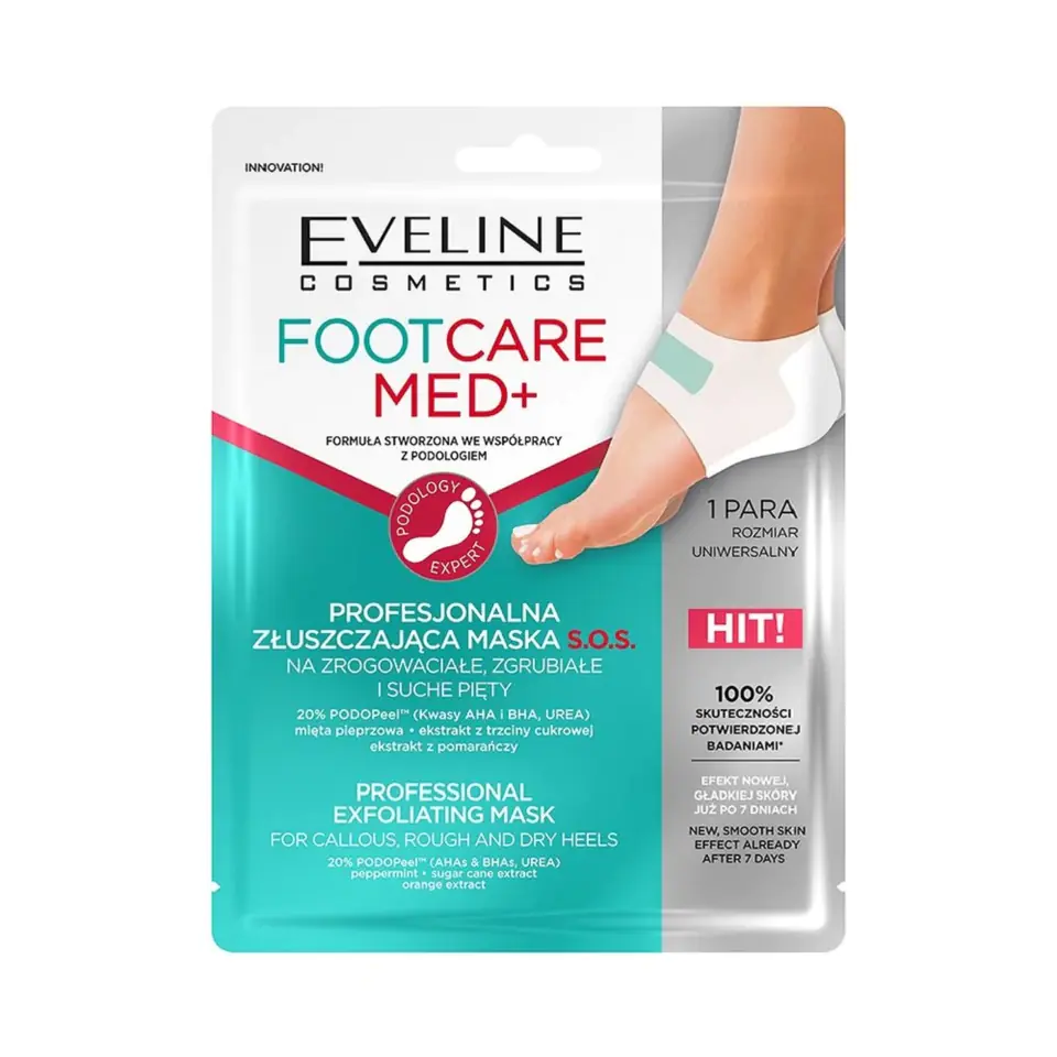 ⁨Eveline Foot Care Med+ Profesjonalna Złuszczająca Maska płachtowa S.O.S na pięty 1 para⁩ w sklepie Wasserman.eu