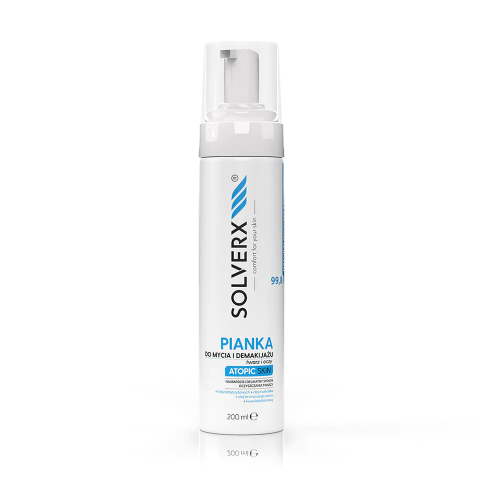 ⁨SOLVERX Atopic Skin Face and Eye Wash & Makeup Remover Foam 200ml⁩ at Wasserman.eu