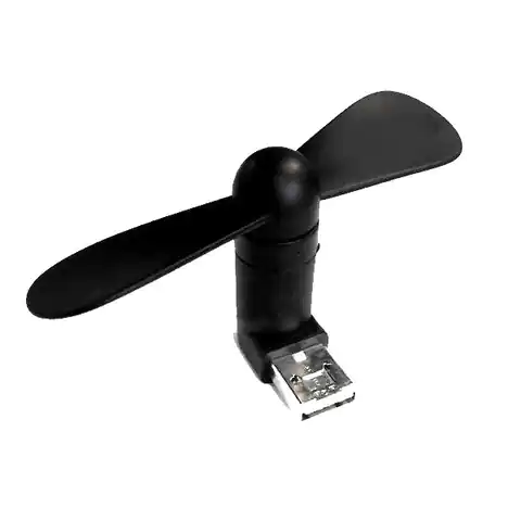 ⁨Wiatraczek 2in1 USB/microUSB czarny /black⁩ w sklepie Wasserman.eu