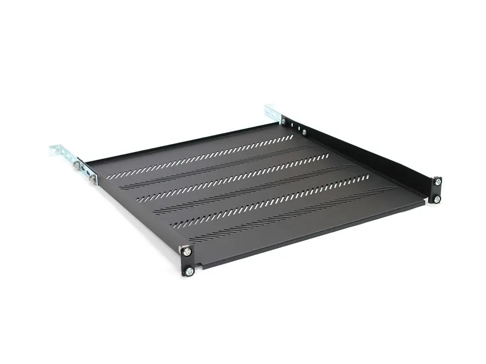 ⁨Shelf for 450mm 19 "483x450mm 1U black cabinet with adjustable and support⁩ at Wasserman.eu