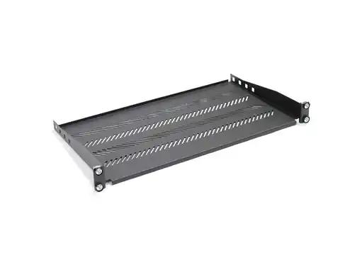⁨Shelf for 450mm 19 "483x250mm 1U black racks with adjustable and support⁩ at Wasserman.eu