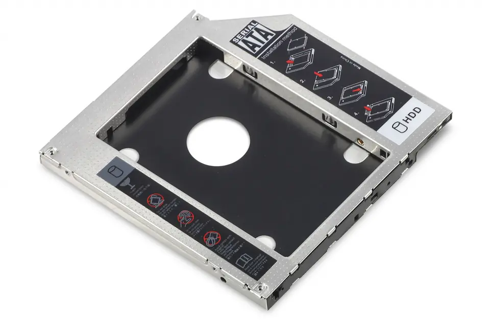 ⁨Ramka montażowa SSD/HDD do napędu CD/DVD/Blu-ray, SATA na SATA III, 9.5mm⁩ w sklepie Wasserman.eu