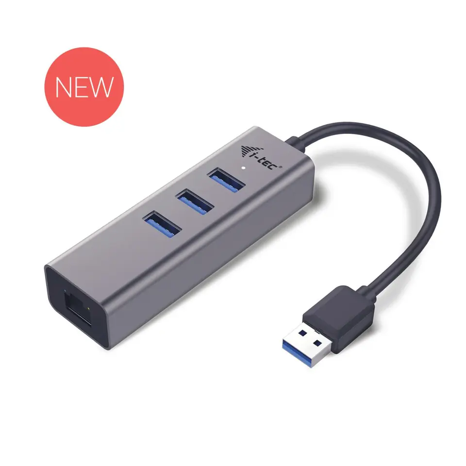 ⁨USB 3.0 Metal 3-portowy HUB z adapterem Gigabit Ethernet⁩ w sklepie Wasserman.eu